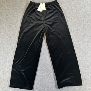 Womens Sweatpants 2XL Black Soft Shiny Joggers Lounge Casual Comfort Plus Size